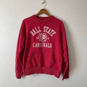 Ball State Cardinals Red Crewneck Sweatshirt Pocket sz M